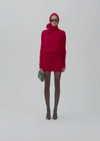 Long-sleeve jersey mini dress in red Flowering Girl