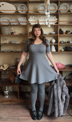 Lael Grey Knit Plus Size Mini Dress Flowering Girl