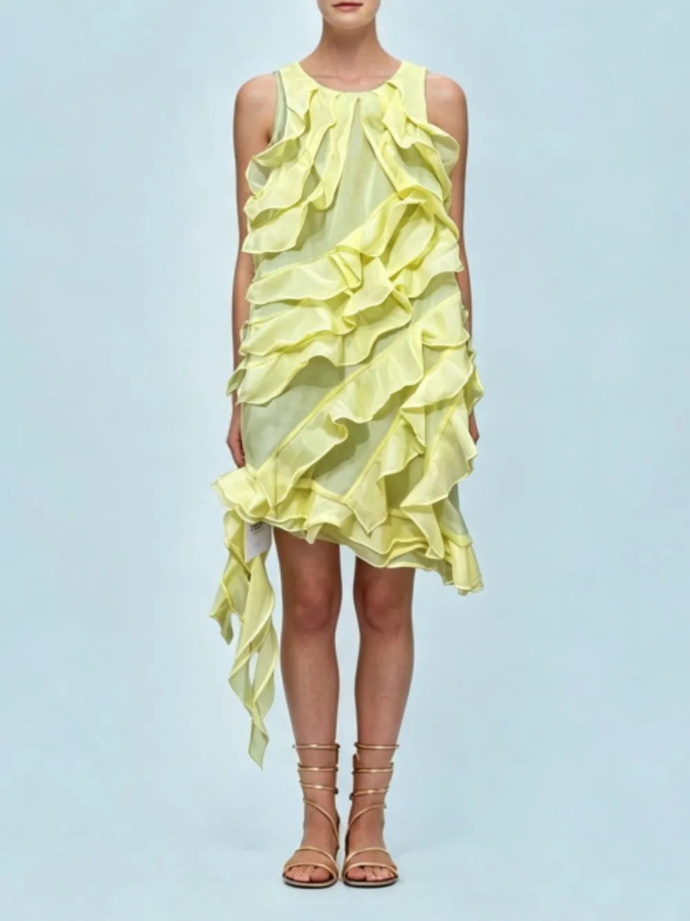 Megumi Yellow Ruffle Mini Dress Flowering Girl