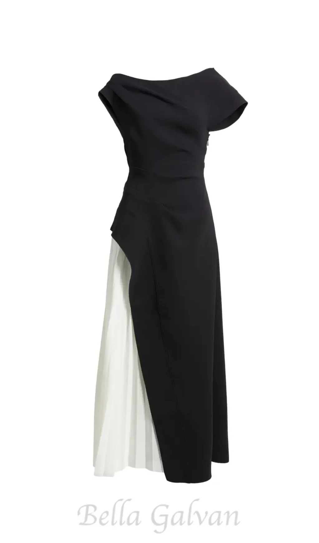 yvette one-shoulder pleated maxi dress in black Flowering Girl