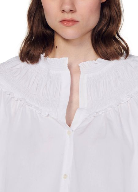 COTTON SMOCKED RUFFLE BLOUSE Flowering Girl