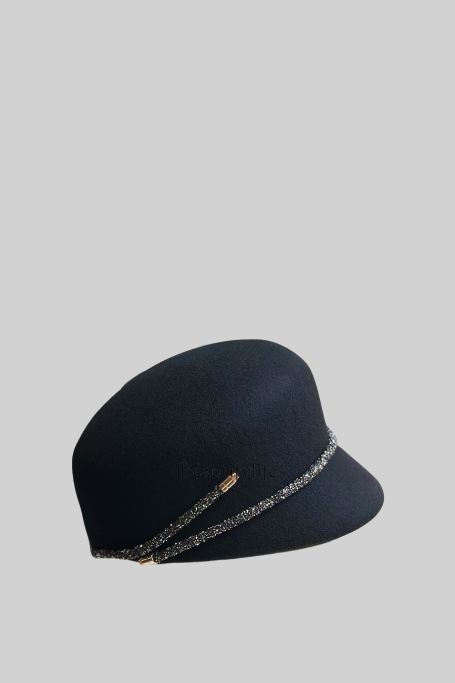 Short Brim Hat With Wrapped Detail - Black Flowering Girl