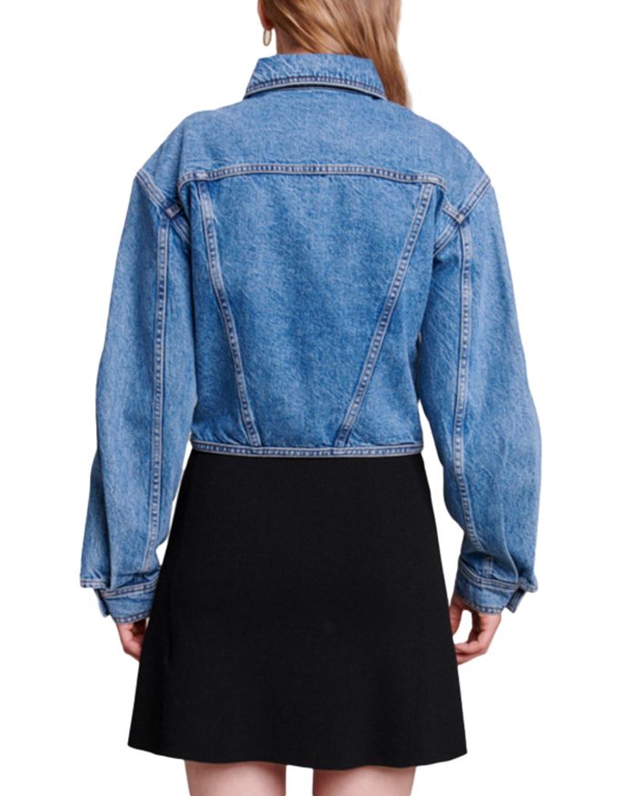 LACED-DETAIL COTTON-BLEND DENIM JACKET Flowering Girl