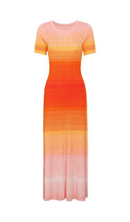 Kianna Orange Short Sleeve Knit Maxi Dress Flowering Girl