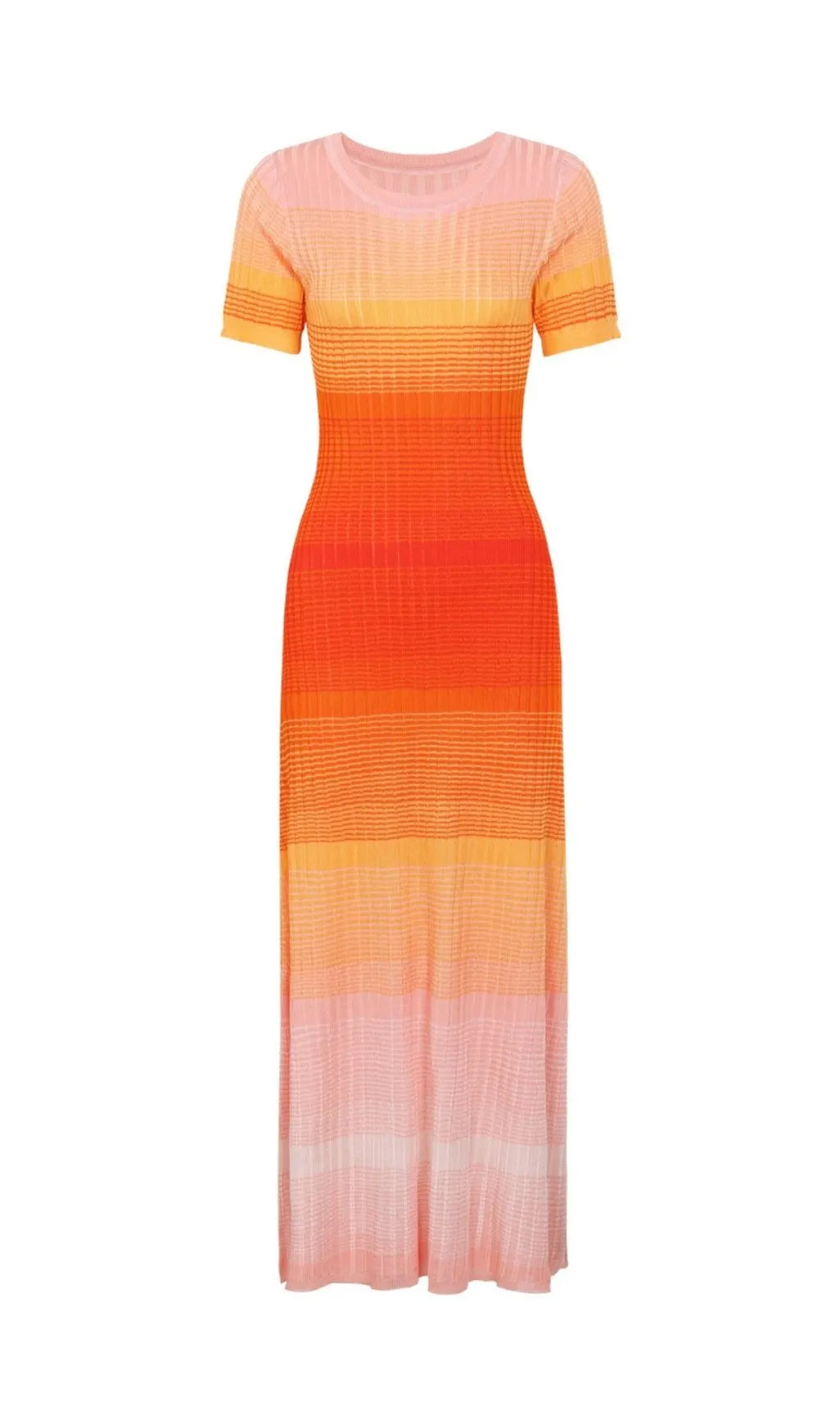 Kianna Orange Short Sleeve Knit Maxi Dress Flowering Girl