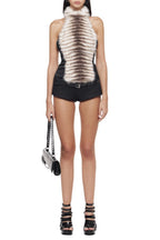 Dora Halter Backless Furry Top Flowering Girl