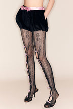 Yara Bowknot Fishnet Stockings - Black Flowering Girl