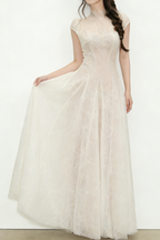 Lace Sequin A Line Midi Dress Flowering Girl