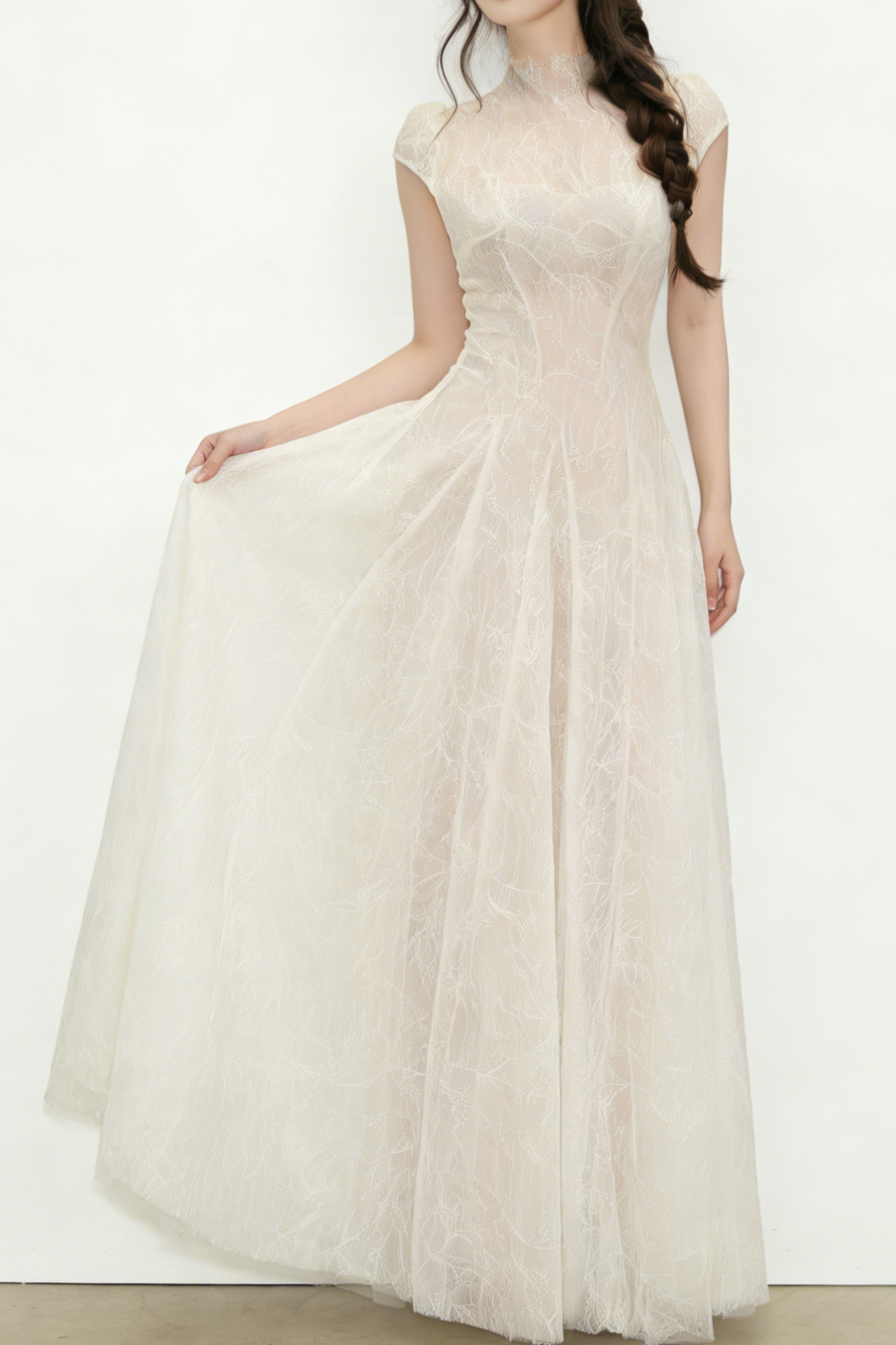 Lace Sequin A Line Midi Dress Flowering Girl