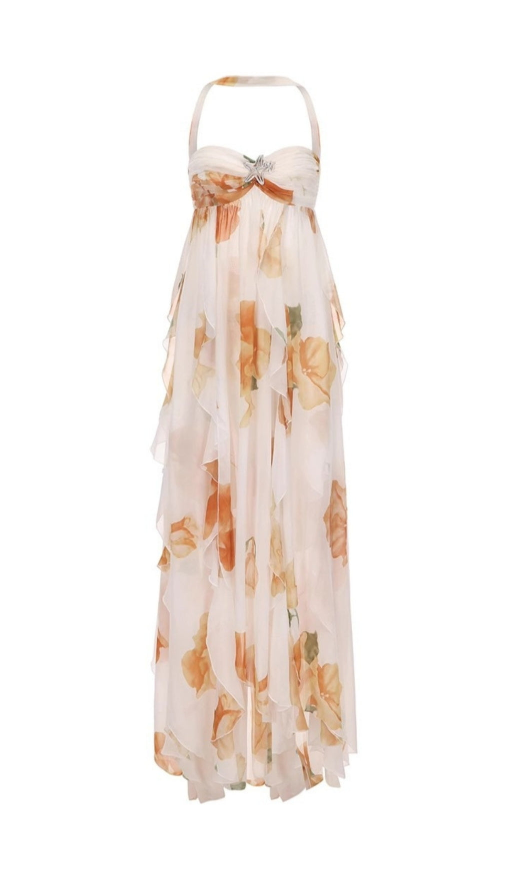 Emely Floral Printed Backless Maxi Dress Flowering Girl