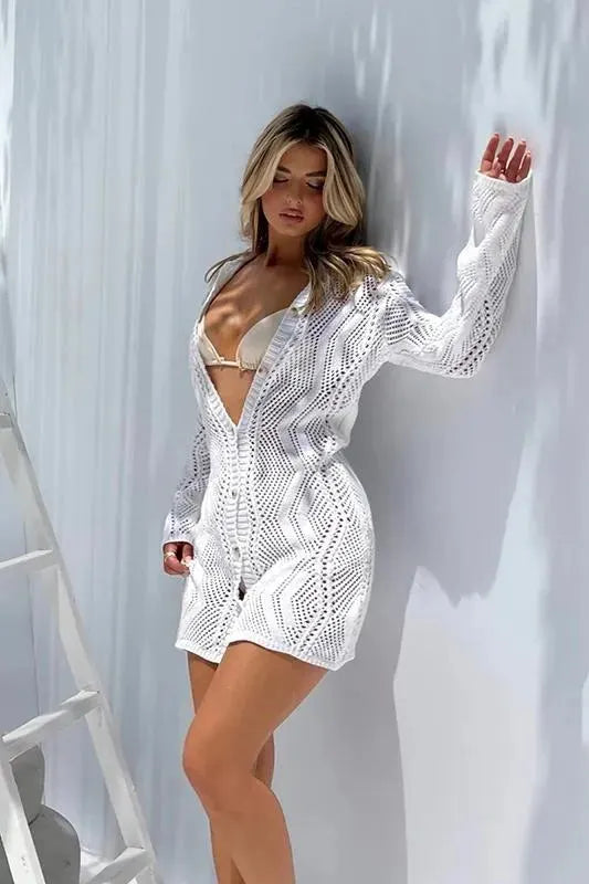 Basis Crochet Button-Up Cover-Up Flowering Girl