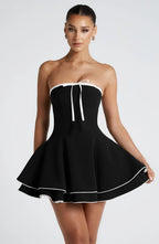 Juno Mini Dress - Black/White Flowering Girl