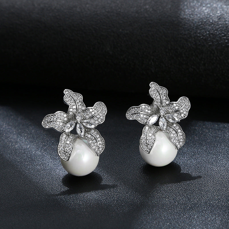Lily Silver Pearl Earrings Flowering Girl