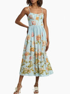 Mechteld Blue Floral Midi Dress Flowering Girl