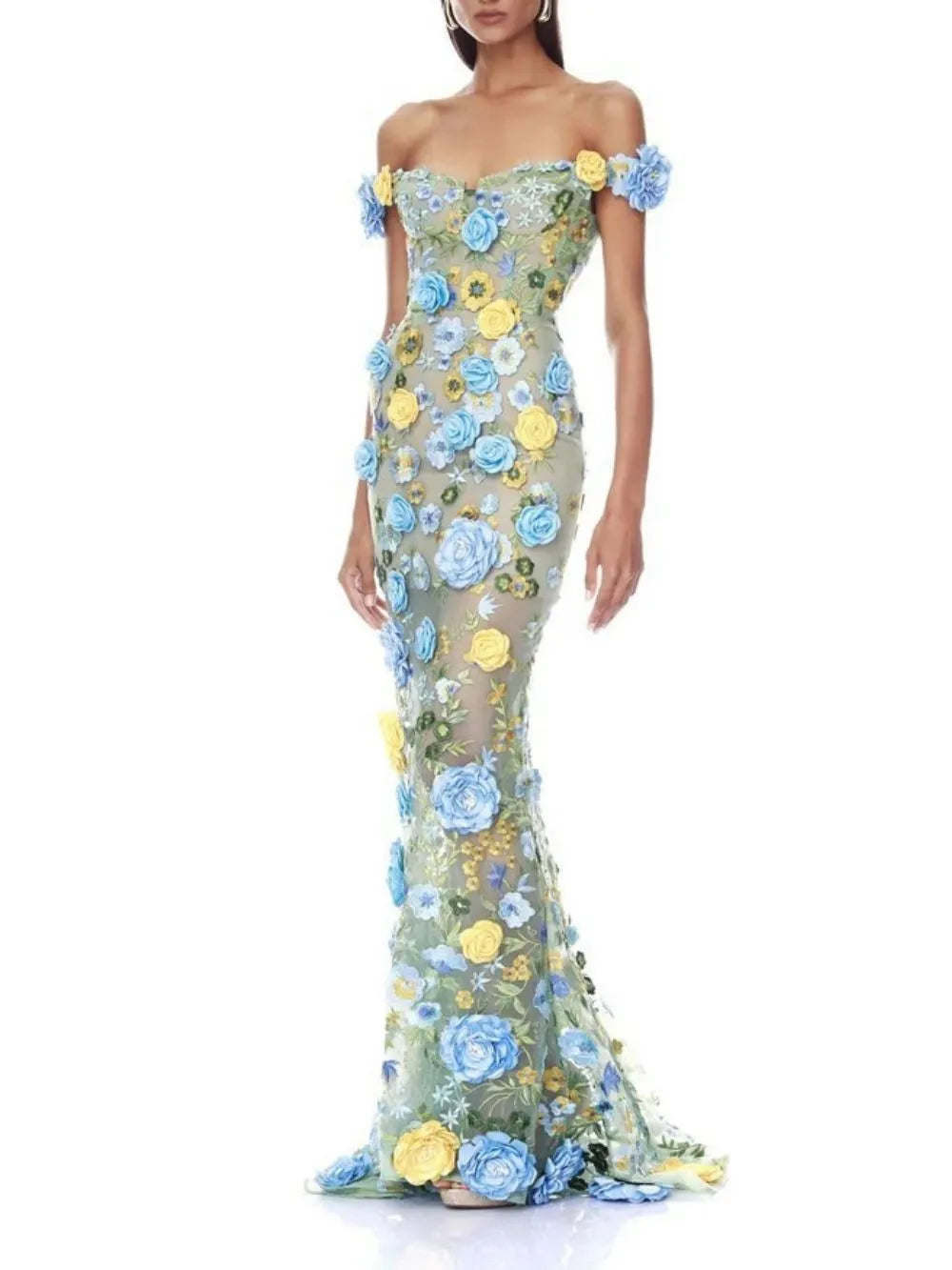 Mayda 3D Flower Embellished Maxi Dress Flowering Girl