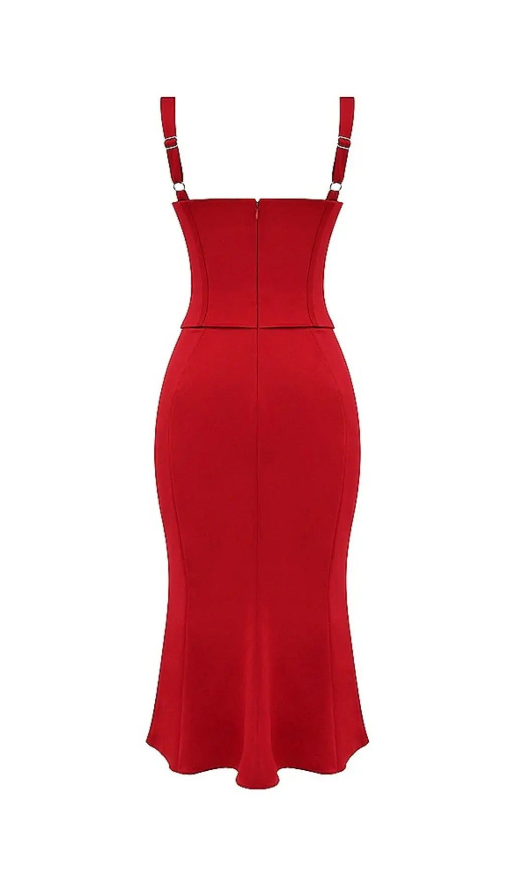 Red Lace Up Corset Midi Dress Flowering Girl
