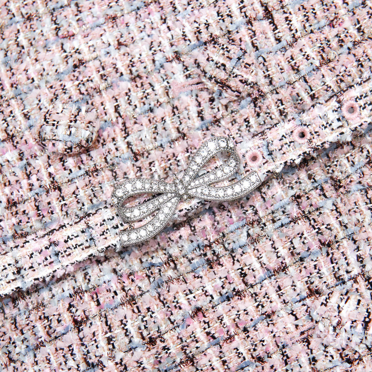 Beulah Pink Boucle Metallic Tiered Midi Dress Flowering Girl