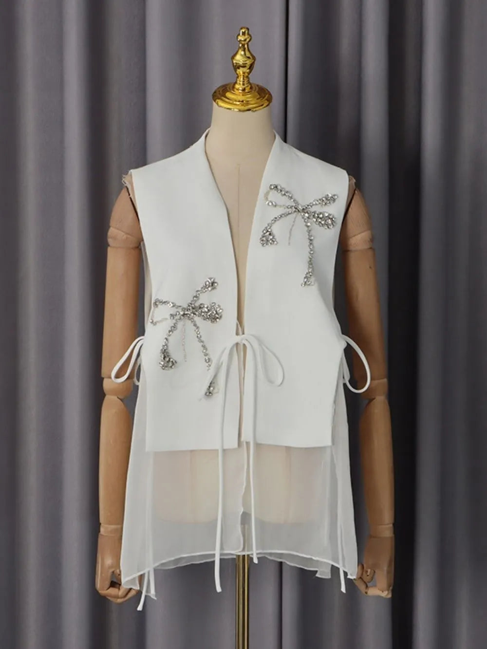 Magdaline Bow Diamante Vest Flowering Girl