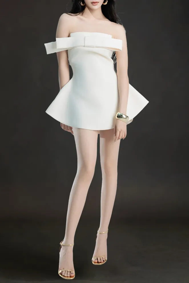 Calwa Bow Strapless Flare Mini Dress Flowering Girl