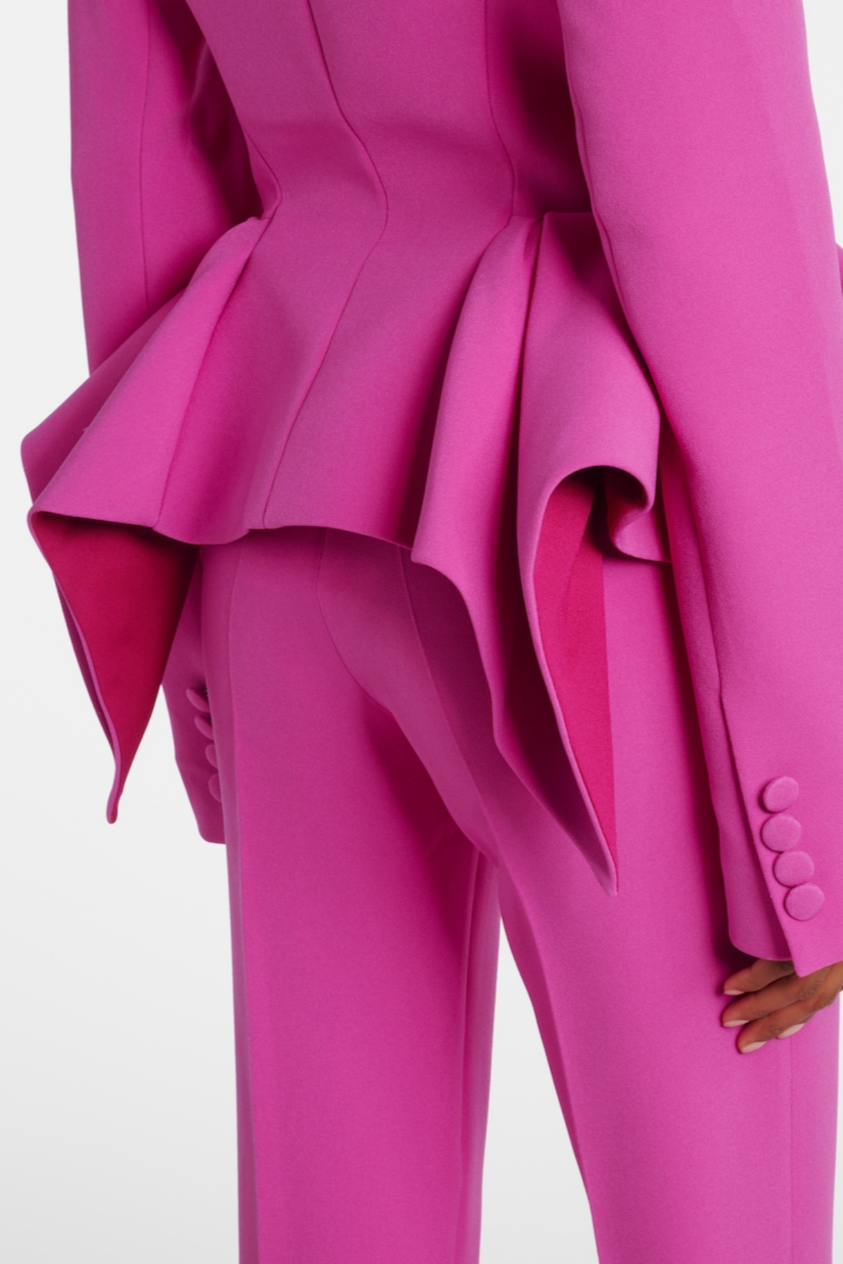 Audith Ruffled Blazer Two Piece Set - Pink Flowering Girl