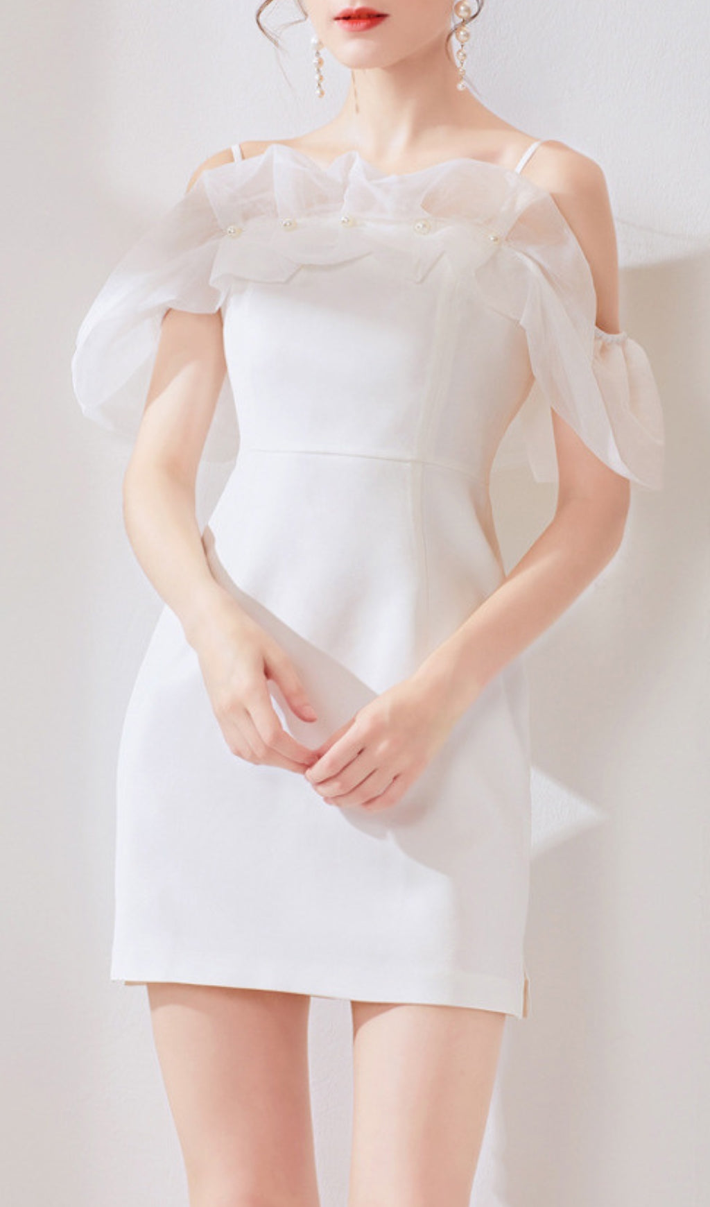 Domitia White Off-Shoulder Mini Dress Flowering Girl