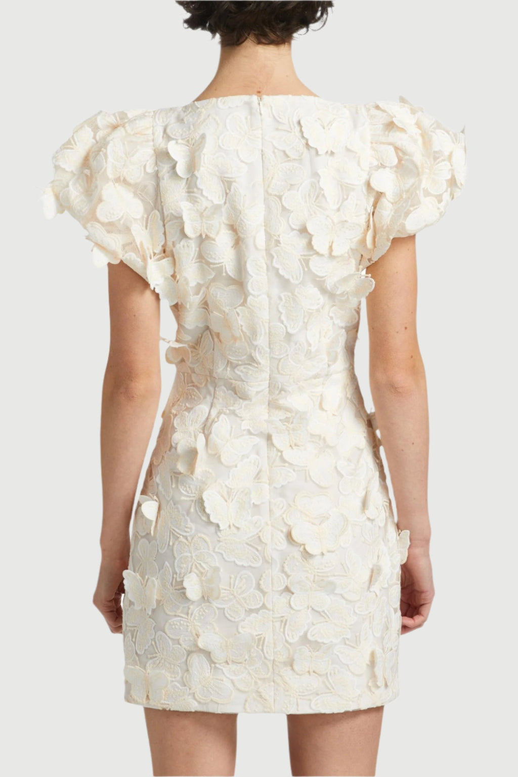 Butterfly Appliqué Mini dress in cream Flowering Girl