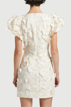Butterfly Appliqué Mini dress in cream Flowering Girl