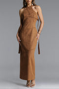 Laurie Chic Contour Halter Maxi Dress Flowering Girl