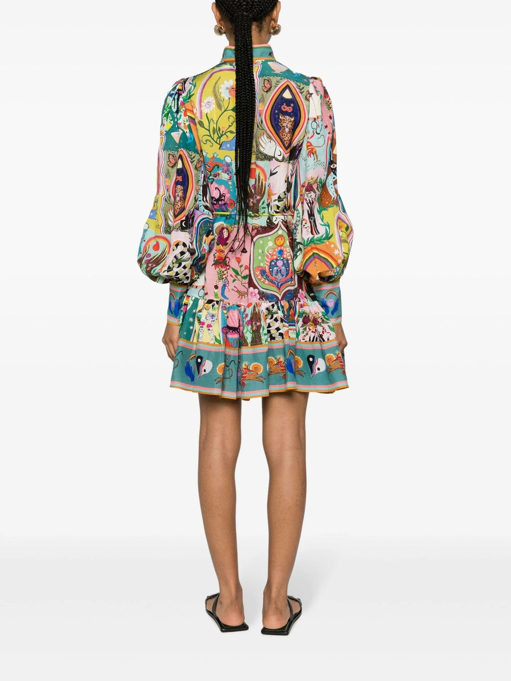 BLUE EVERGREEN ARTWORK-PRINT MINI DRESS Flowering Girl