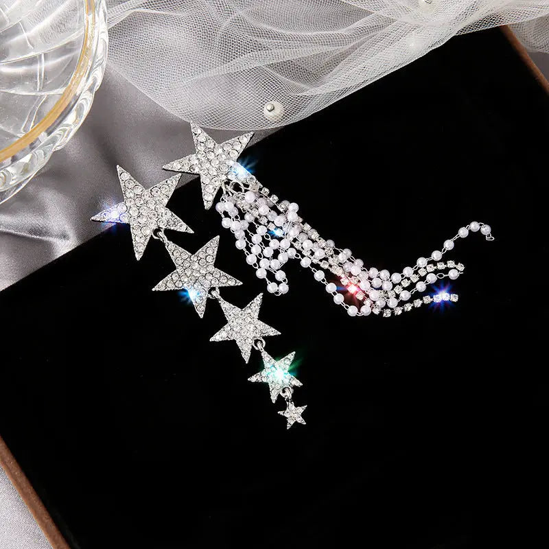 Asymmetrical Star Earrings Flowering Girl
