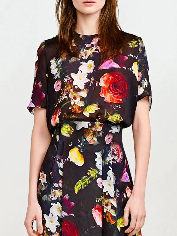 Floral Short Sleeve Maxi Dress Flowering Girl