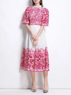 Mahira Rose Red Flower Embroidery Two-Piece Set Flowering Girl