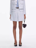 Zenobia Pale Blue Tweed Mini Skirt Flowering Girl