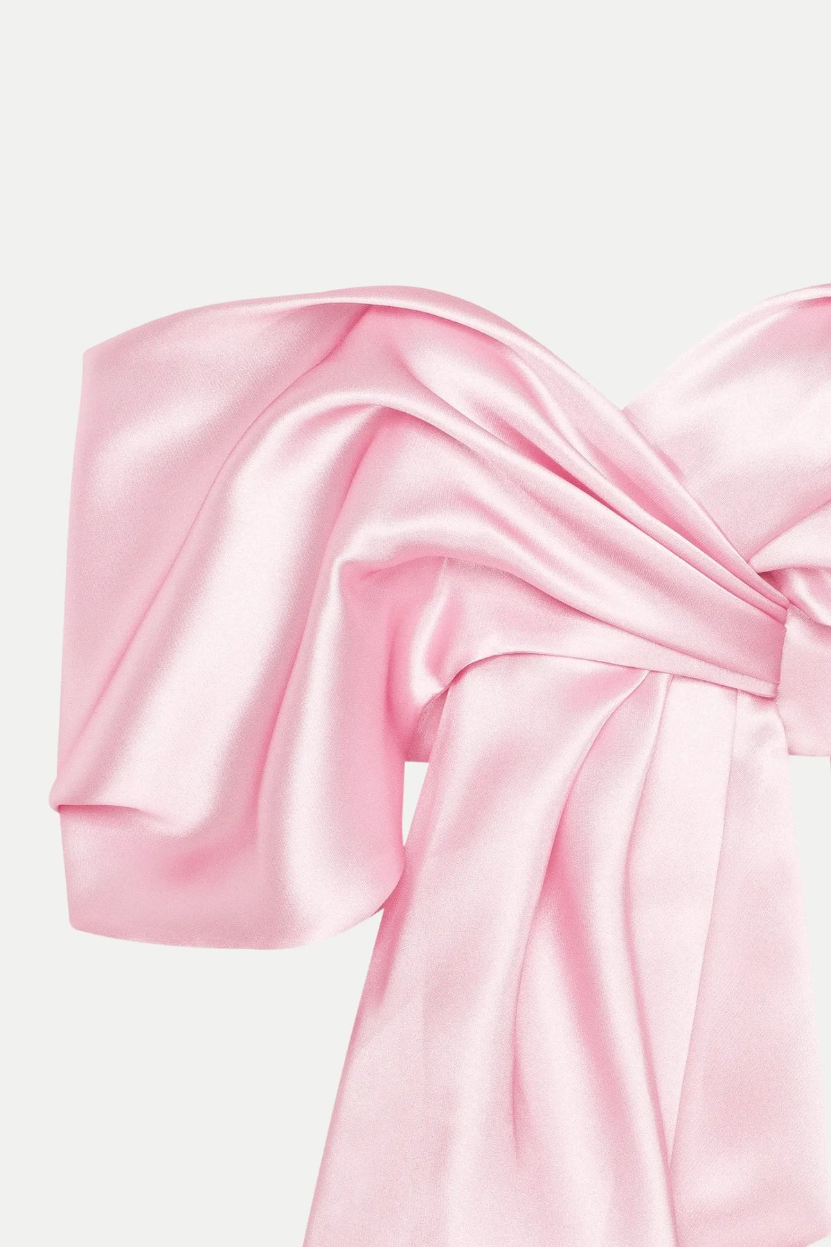 Samira Bow Cross Off Shoulder Satin Top Flowering Girl