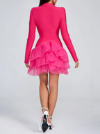 Marisol Pink Long Sleeve Bandage Mini Dress Flowering Girl