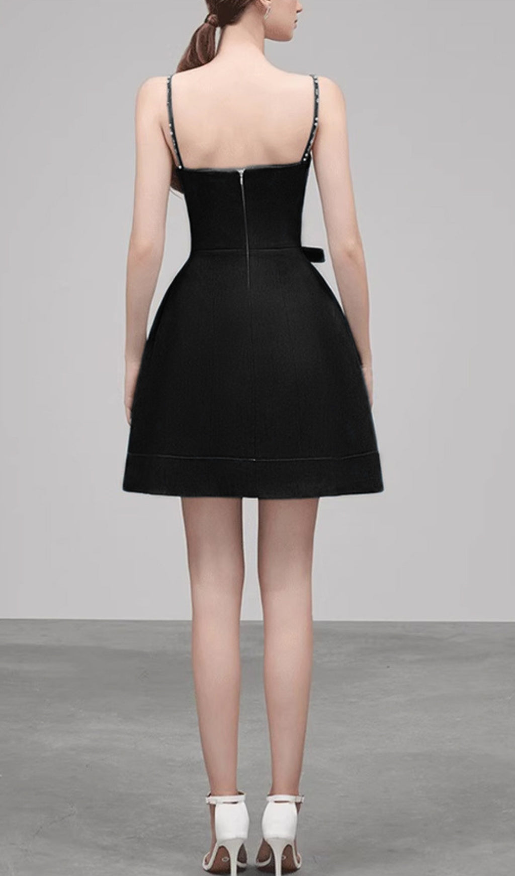 Carmi Black Strappy Bow Embellished Mini Dress Flowering Girl