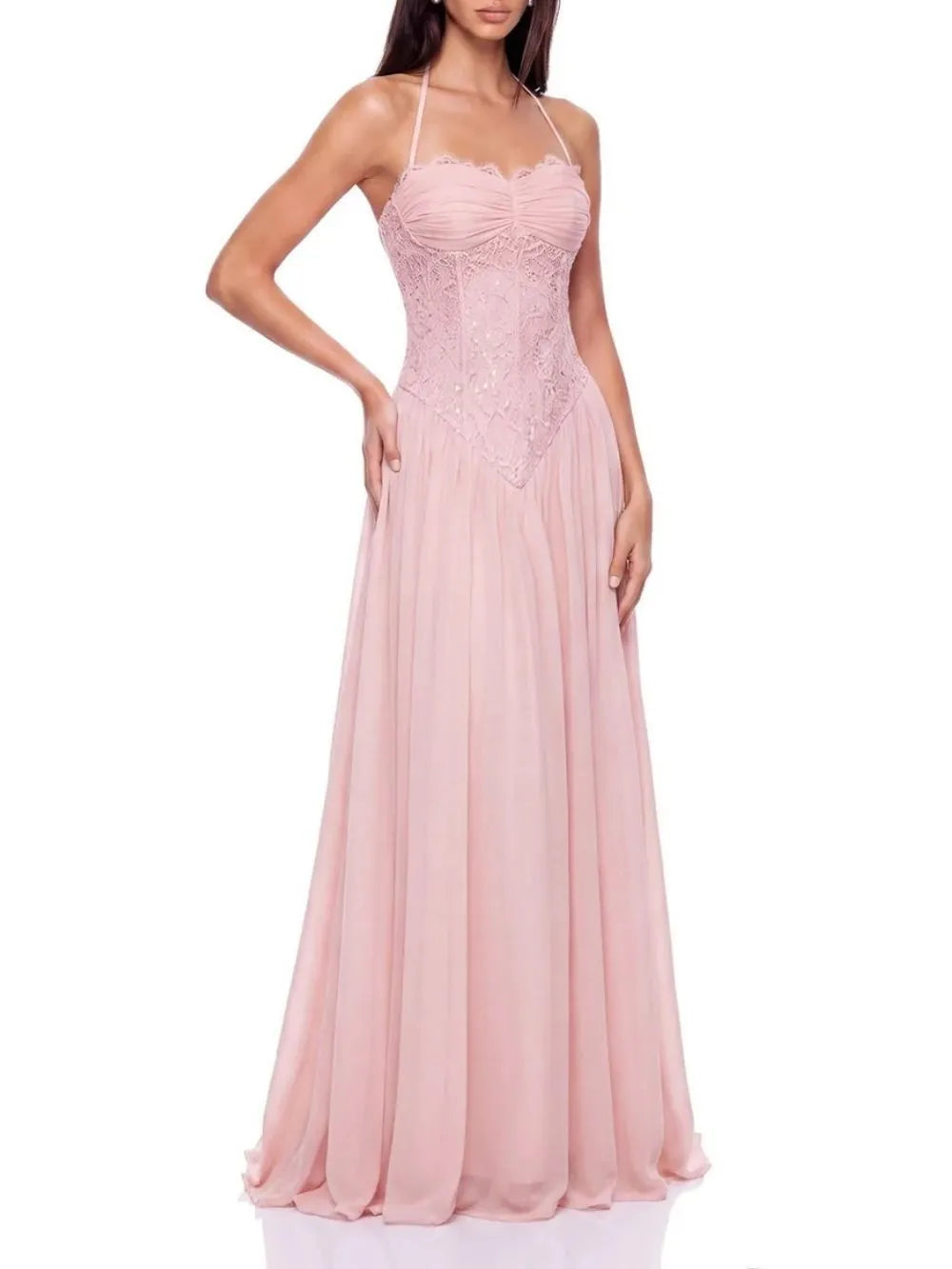 Neskor Halterneck Lace Maxi Dress Flowering Girl