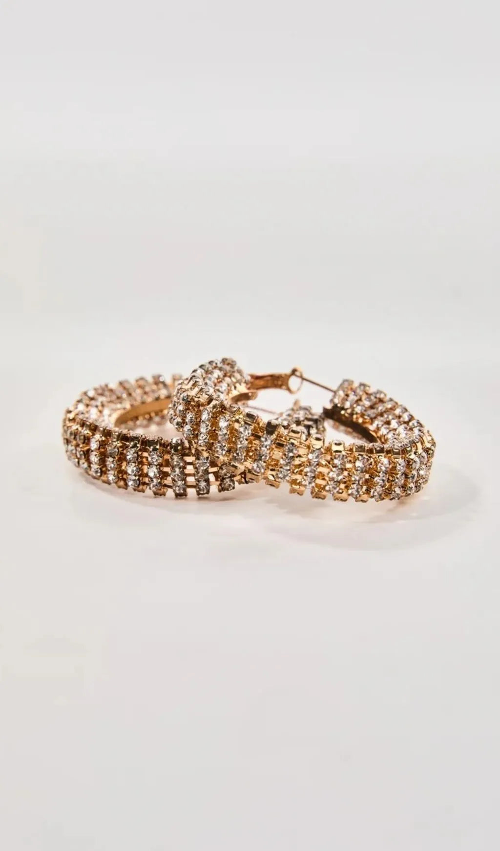 Oexryn Rhinestone Hoop Earrings In Gold Flowering Girl