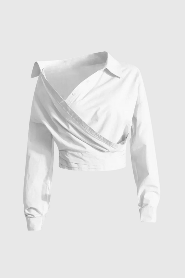 Amira Asymmetric Shirt - White Flowering Girl