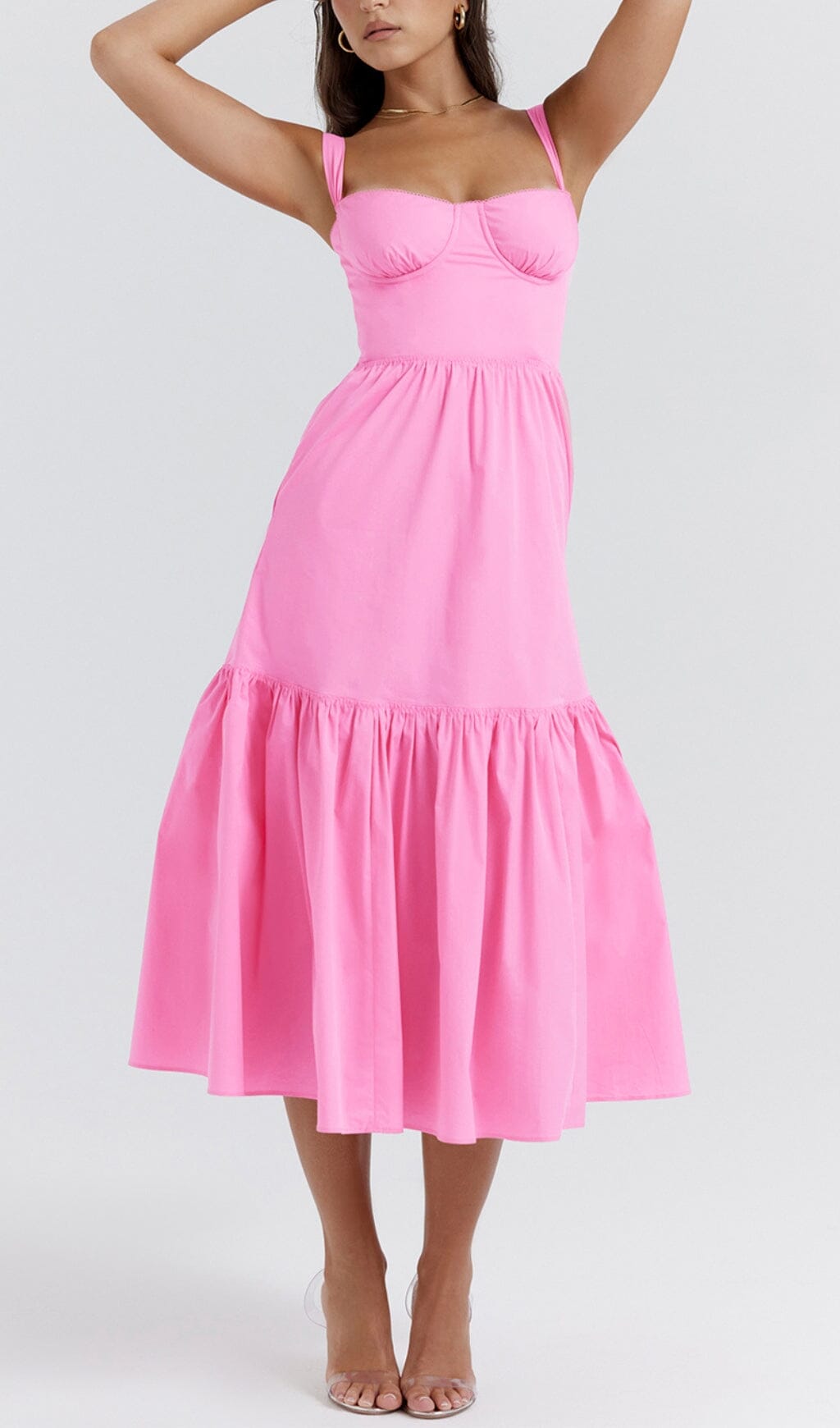 French Pink Midi Sundress Flowering Girl