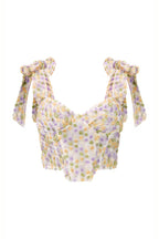 White Textured Floral Bow Strap Crop Top Flowering Girl