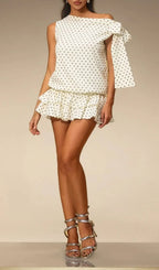 Evella Off Shoulder Dot Tiered Mini Dress Flowering Girl
