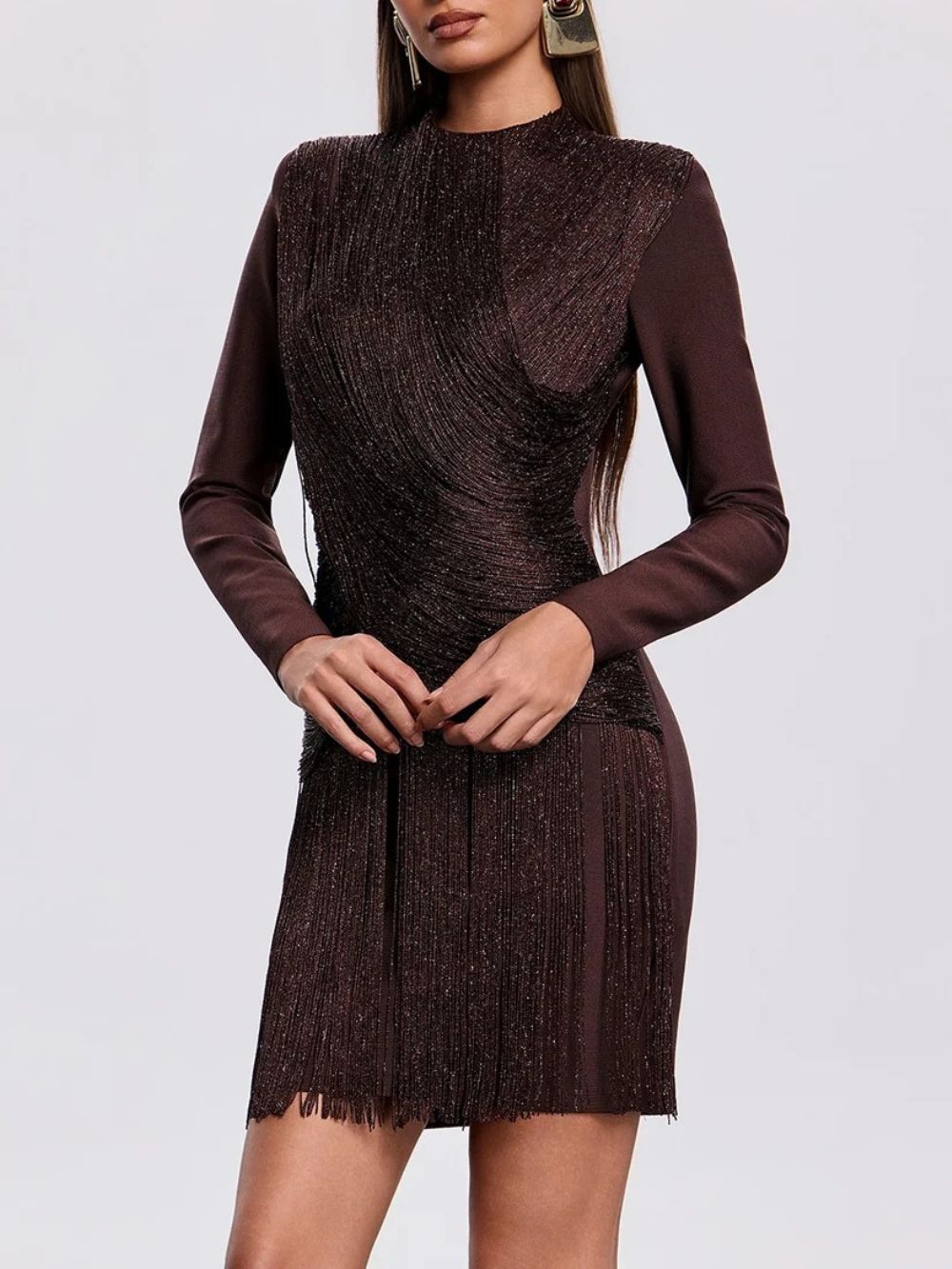 Qavlek Fringe Glitter Mini Dress Flowering Girl