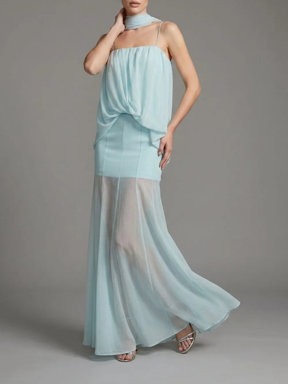 Makyla Blue Strappy Maxi Dress Flowering Girl