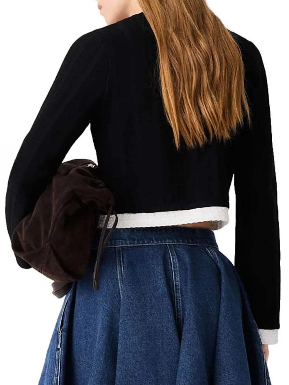 Contrast Trim Long Sleeve Cardigan Flowering Girl