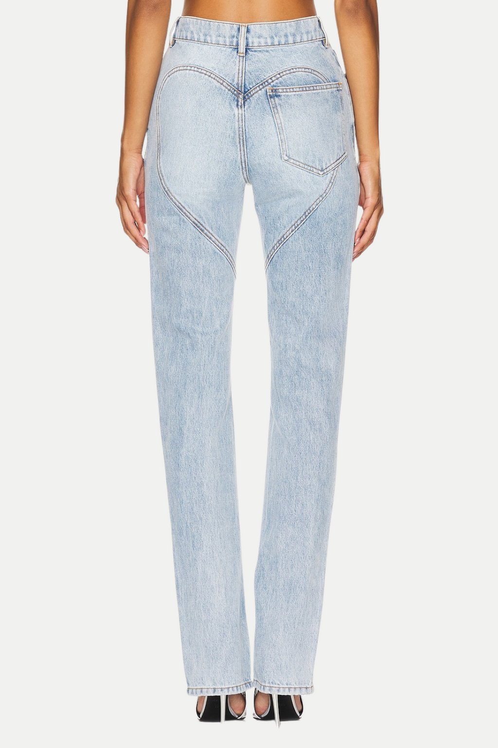Quinta Floral Zip-Hem Skinny Jeans in pale blue Flowering Girl