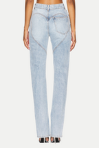 Quinta Floral Zip-Hem Skinny Jeans in pale blue Flowering Girl