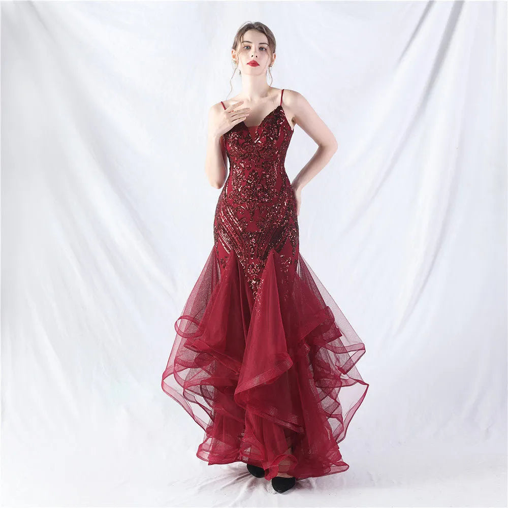 Sequin Slip Tulle Maxi Dress Flowering Girl