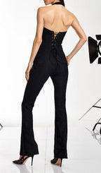 Ixelyn Plunge Neck Lace Jumpsuit Flowering Girl