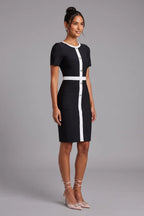 Black Dress with White Contrast Paneling Flowering Girl